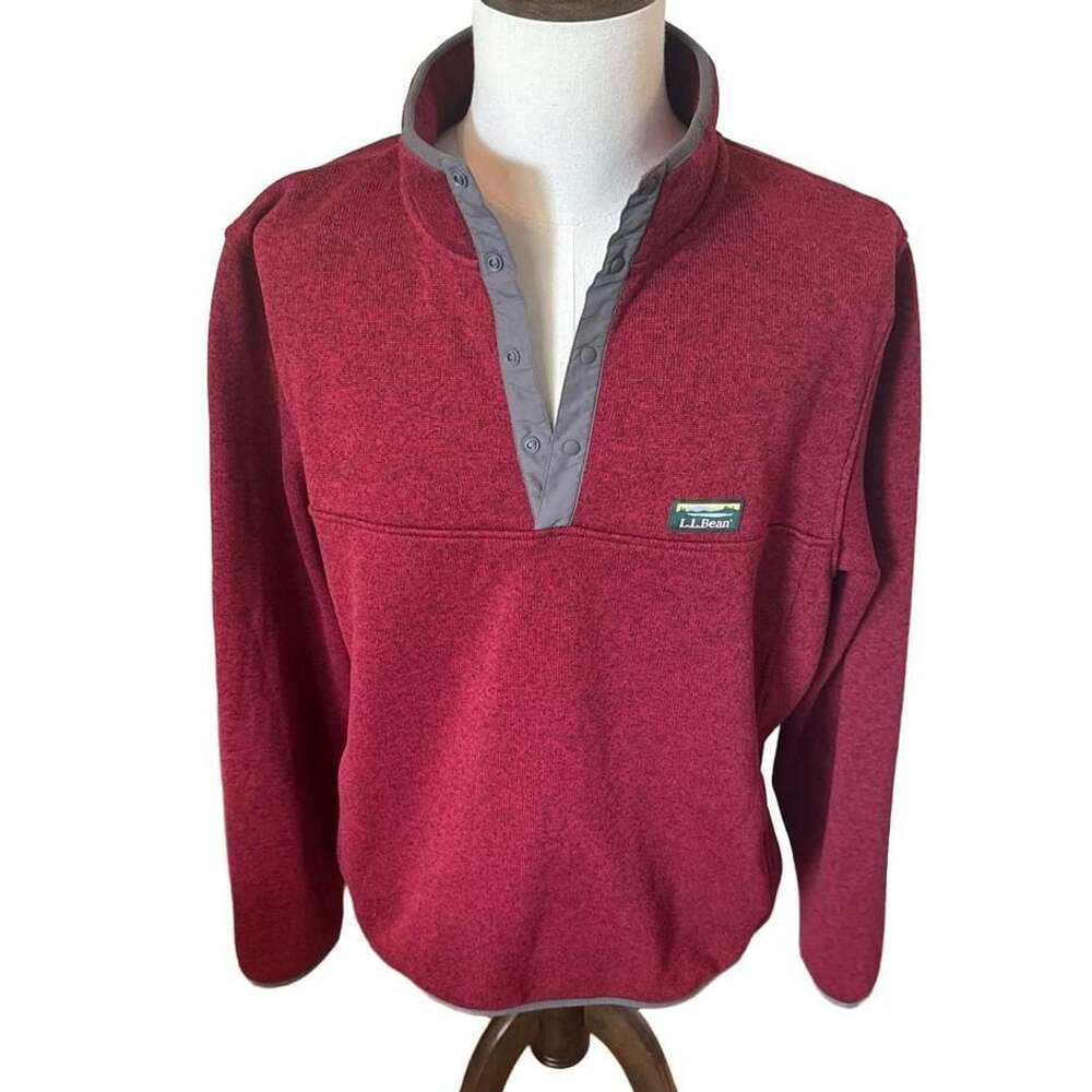 L.L.Bean Sweater Fleece Pullover Size XL Reg Red Maroon